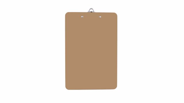 3D rendering of a clipboard with a blank sheet for creative projects