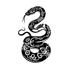 Fototapeta premium A black and white snake with a long body and a black head. Vector illustration