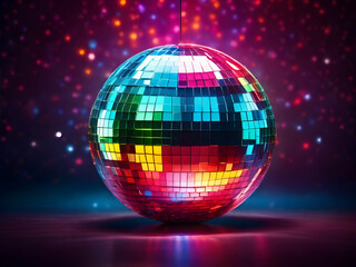 Obraz premium disco ball with disco lights,Ai generated 