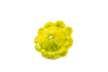 Pattypan zucchini isolated on white background. squash. Fresh organic pattypan squashes on background. Vegan. Farmer's Market. Patisson.