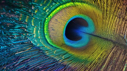 Obraz premium Peacock Feather: Close-Up of Eye Pattern and Colorful Texture