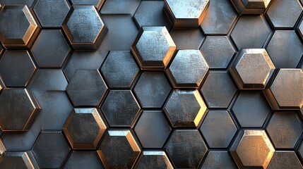 Abstract metal hexagonal pattern background.