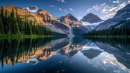 Fototapeta premium Stunning Mountain Lake Reflection in the Canadian Rockies