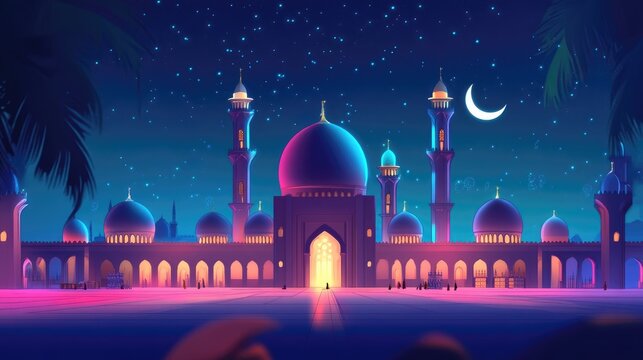 2D cartoon illustration of Sorah Kahf for Jumma Mubarak celebrations