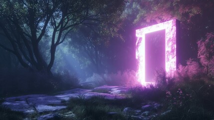 Fototapeta premium Glowing Portal in a Dreamlike Forest - Surreal Digital Art