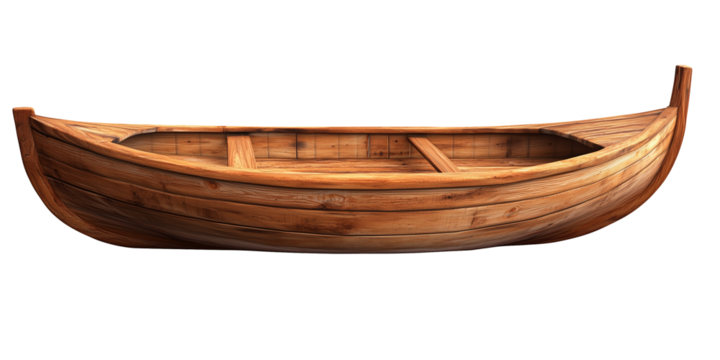 old wooden boat  isolated on white transparent background