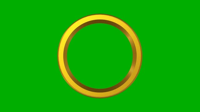 Rotating golden ring on a green screen in a seamless loop