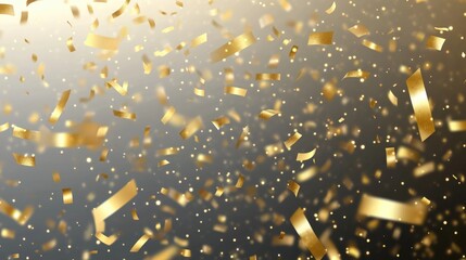 Confetti burst against a transparent backdrop Shiny golden paper fragments in various sizes are soaring and scattering creating a blurred effect 2D cartoon style illustration