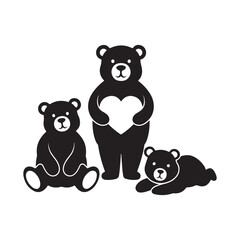 set of bear silhouettes, collection, bundle