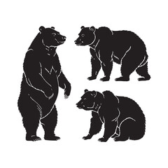 set of bear silhouettes, collection, bundle