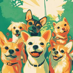 Fototapeta premium Happy Dog Pack.