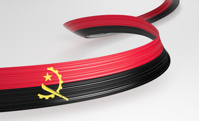 3d Flag Of Angola 3d Wavy Shiny Angola Ribbon Isolated On White Background 3d Illustration