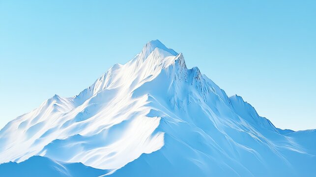 A majestic snow-capped mountain peak against a clear blue sky. - Powered by Adobe