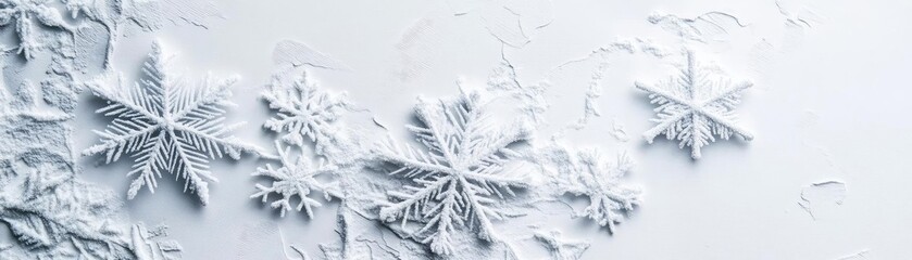 Beautiful snowflakes delicately resting on a white surface, showcasing intricate patterns and natural winter beauty.
