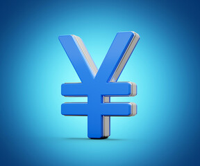 Obraz premium Vibrant Blue Japanese Yen Currency Symbol Gleams With Sleek Modern Design 3D Illustration