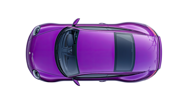 Car top view on white transparent background