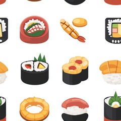 Sushi Seamless Pattern.