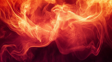 Obraz premium Vibrant plumes of deep red and orange smoke swirl dynamically, creating a fiery and bold abstract background with energetic, flowing forms.