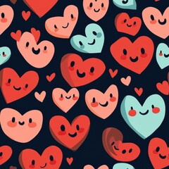 Fototapeta premium Happy Hearts Pattern.