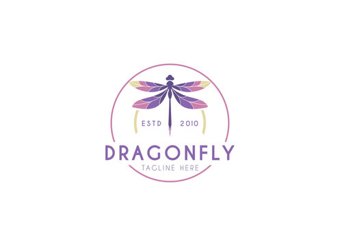 Beautiful dragonfly logo design for beauty and spa. Dragonfly logo vector illustration