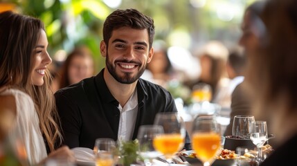 Corporate gala event, diverse group of content clients receiving personalized recognition awards, minimalist luxury conference setting, ample room for promotional text