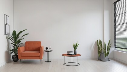 Modern minimalist interior design with an armchair