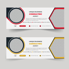 Facebook Cover design concept with creative shape or web banner for Corporate service business