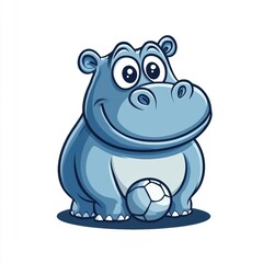 Naklejka premium Hippo Soccer Cartoon.