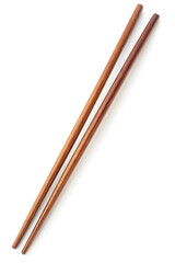 Wooden chopsticks isolated on white background