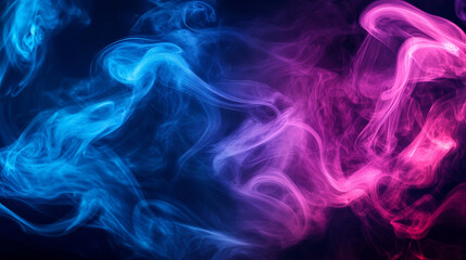 Vibrant trails of deep blue and bright magenta smoke twist and swirl, creating a bold and energetic abstract background with dynamic movement.
