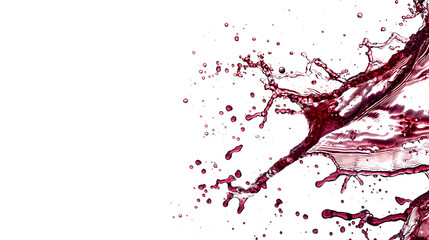Fototapeta premium The effect of wine water spilling, white background, large area of white space