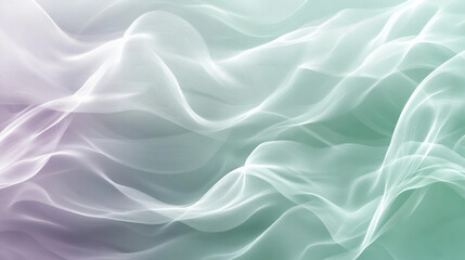 Fototapeta premium A gentle gradient of lavender to soft mint green, overlaid with delicate wavy lines in white, creating a flowing, peaceful abstract background.