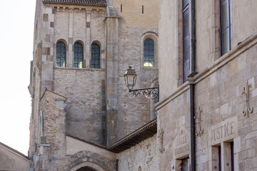 Majestic Abbey of Cluny with Romanesque towers and stone facades in Burgundy, France