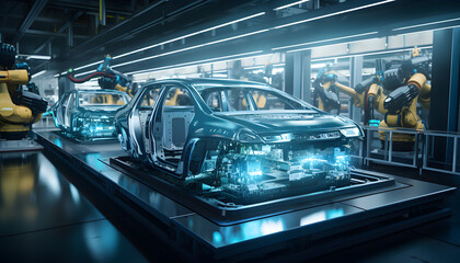 Naklejka premium Robotics in car manufacturing
