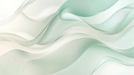 Obraz premium Abstract minimal background with soft muted colors like mint green and cream, featuring thin, wavy lines that add a dynamic yet elegant touch.