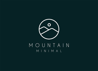 Minimalist mountain logo design. Premium Vector