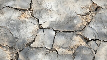 Obraz premium Cracked concrete surface with an uneven, distressed texture.