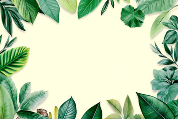 Vibrant green leaves forming a beautiful border, perfect for nature-themed designs and backgrounds.