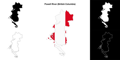 Powell River district (British Columbia) outline map set