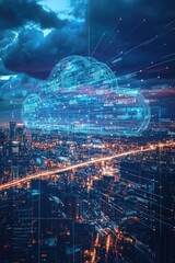 Fototapeta premium City at Night with Cloud
