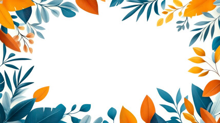 Fototapeta premium Vibrant leaves frame a blank space, perfect for seasonal designs and creative projects, showcasing autumnal colors and natural elegance.