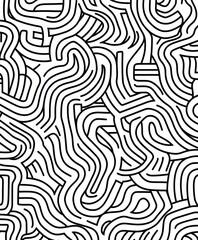 A complex pattern of intertwining lines creating an abstract design.