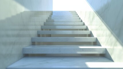 Naklejka premium Modern Marble Staircase: Minimalist Interior Design