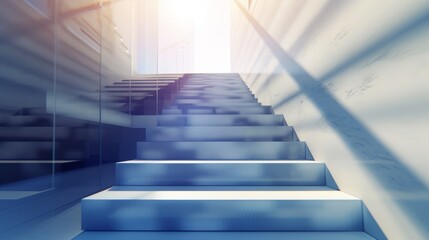 Fototapeta premium Modern Staircase with Glass Wall and Light and Shadow