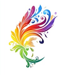 A colorful, decorative swirl design featuring floral and abstract elements.