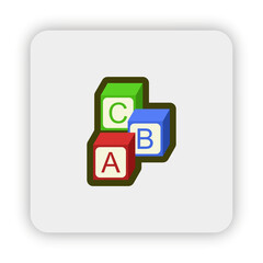 alphabet puzzle icon on button, alphabet puzzle Flat style icon Illustration, alphabet puzzle icon