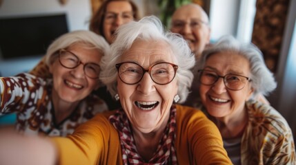Fototapeta premium Happy Senior Friends Taking a Selfie Together