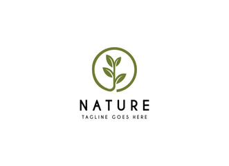 Nature leaf logo design vector illustration, simple and minimalist leaf logo