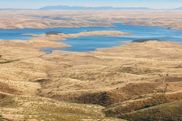 Lake scenery in Extremadura. La Serena reservoir.  Siberia extremena, Spain