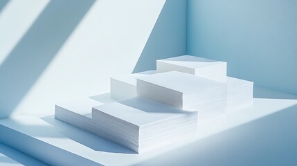 Fototapeta premium Blank business card mockup on white textured background 3d illustration 3d rendering card template
